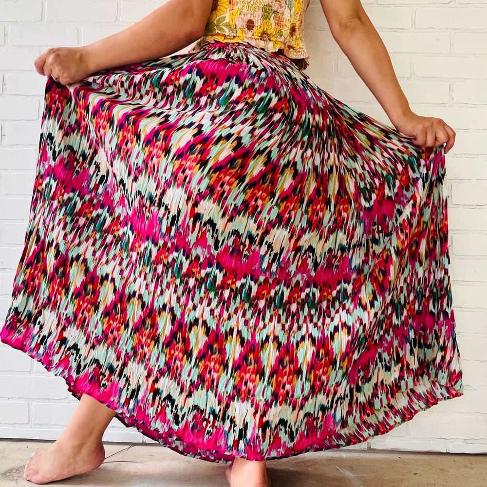 Bohemian Maxi Skirt Multi Colored Summer Fall Back to School Clothing Pink